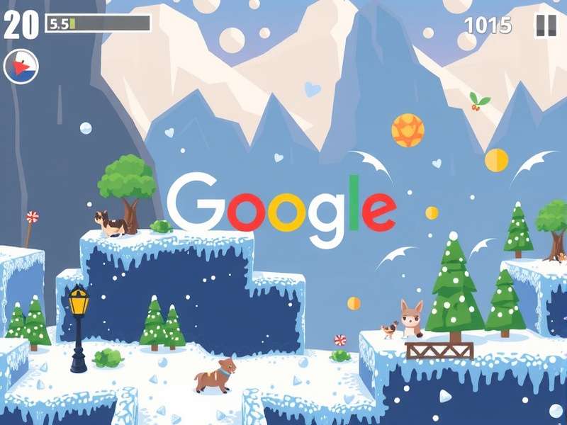 PAC-MAN Google Doodle interactive game screenshot showing the classic maze with ghosts