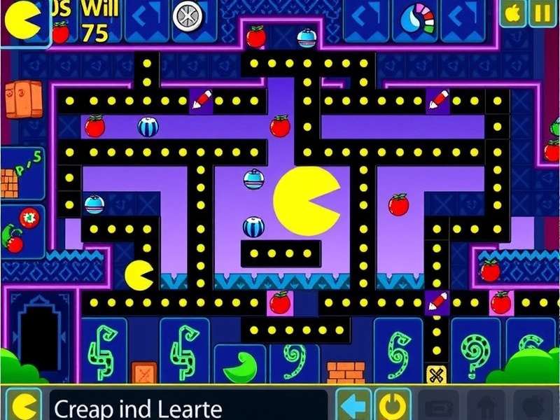 Classic Pac-Man arcade cabinet glowing in a dark room