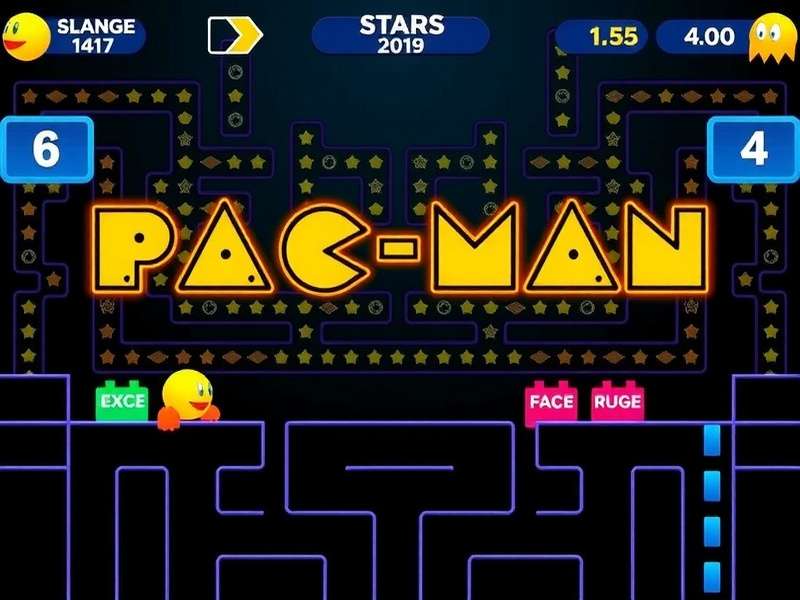 A classic Pac-Man arcade cabinet in a modern setting with glowing joystick