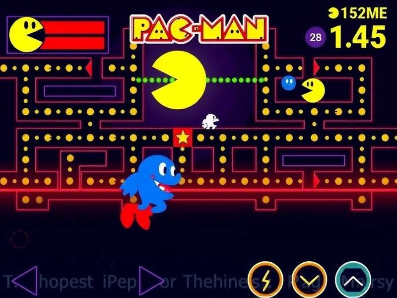 Classic Pacman arcade cabinet in a retro setting