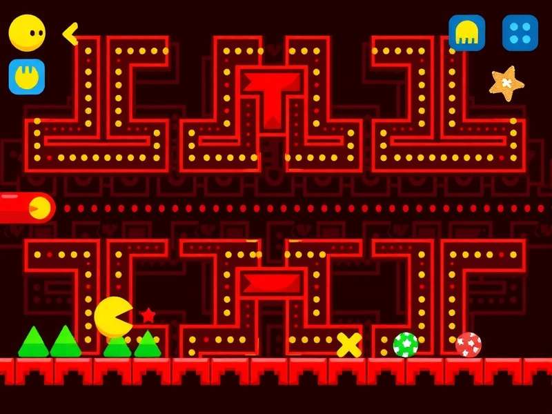 Screenshot of Pacman Google Game showcasing vibrant graphics and maze layout