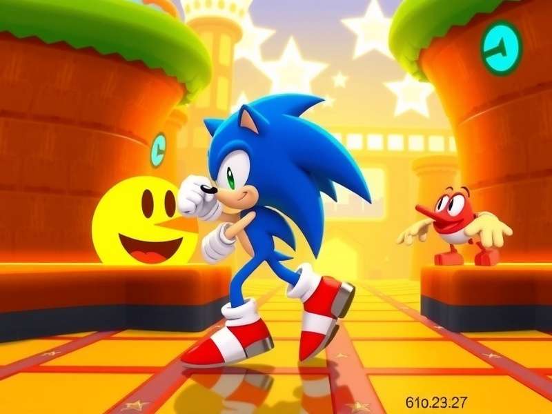 Sonic Dash Pac Man Gameplay - A vibrant maze with Pac Man and Sonic elements