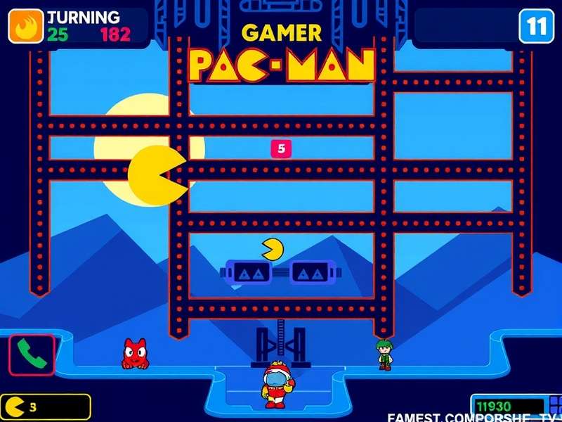 Classic PAC-MAN arcade cabinet in an American arcade setting