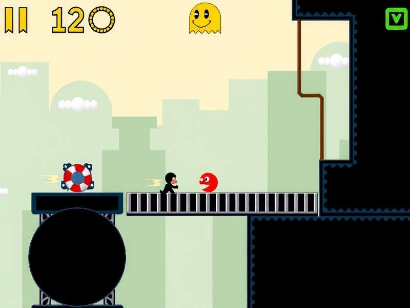 Classic PAC-MAN arcade cabinet in a neon-lit arcade