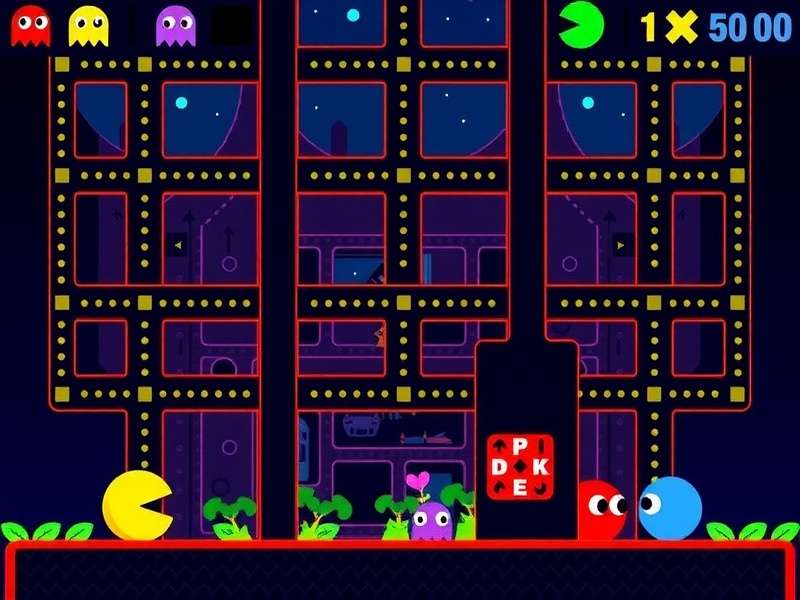 Google PAC-MAN Doodle screenshot showing maze and ghosts