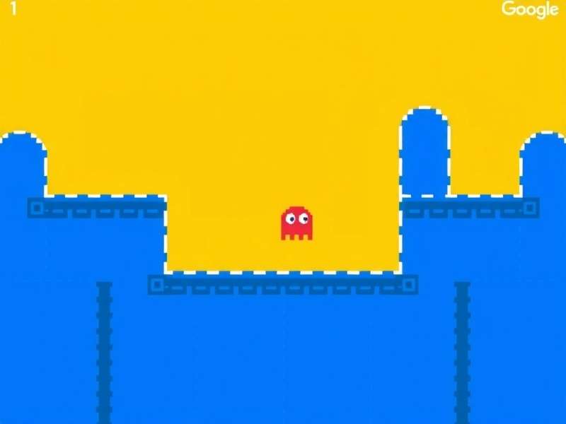 The iconic 2010 Google homepage featuring the playable Pac-Man Doodle