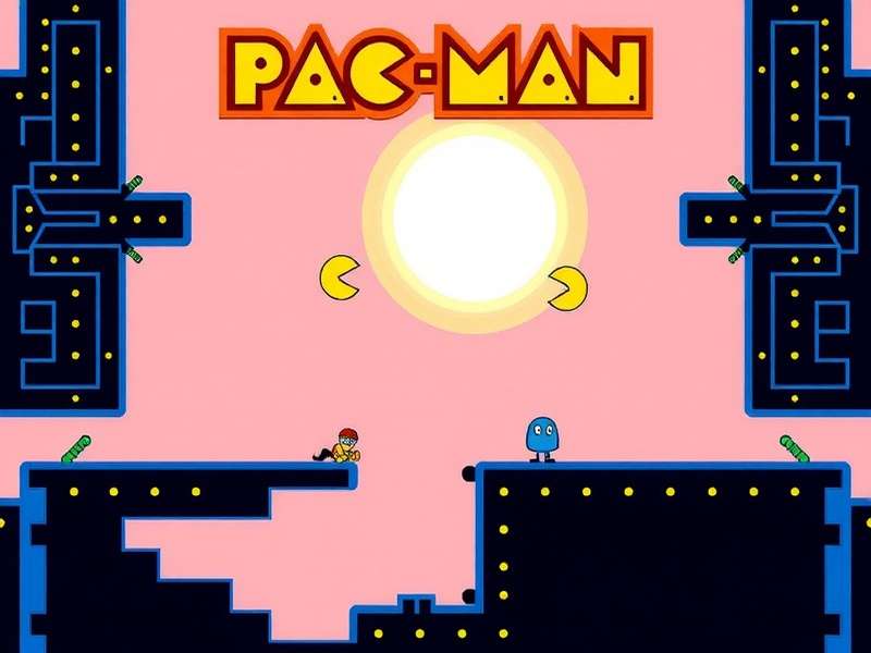 PAC MAN arcade machine in a retro setting