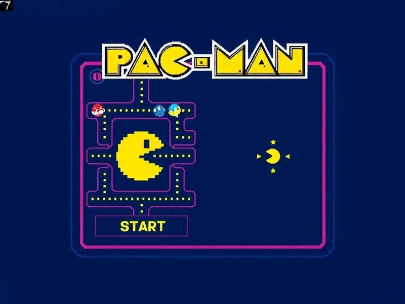 PAC MAN classic arcade cabinet and game screen