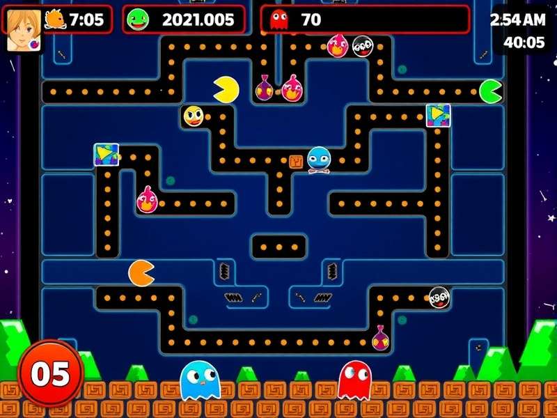 Vintage Pac-Man arcade cabinet in a dimly lit room