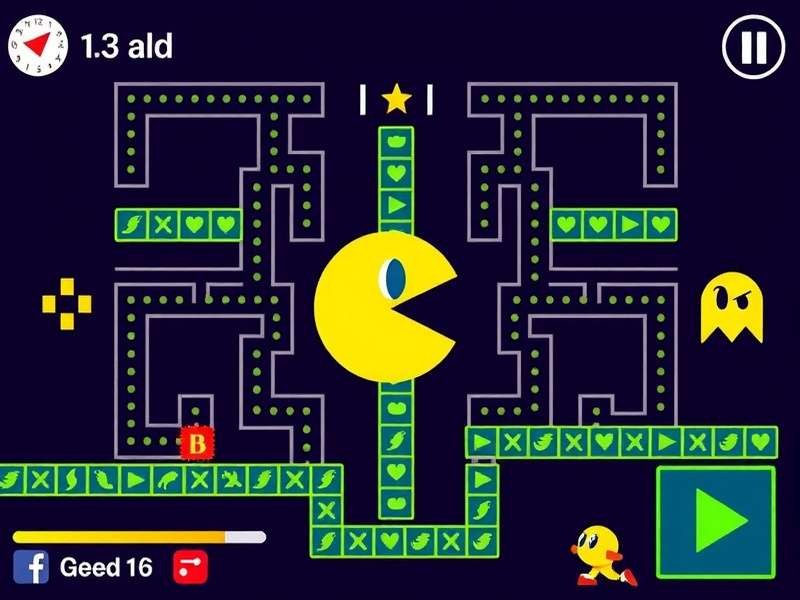 Google Pacman Doodle screenshot showing Pac-Man and ghosts