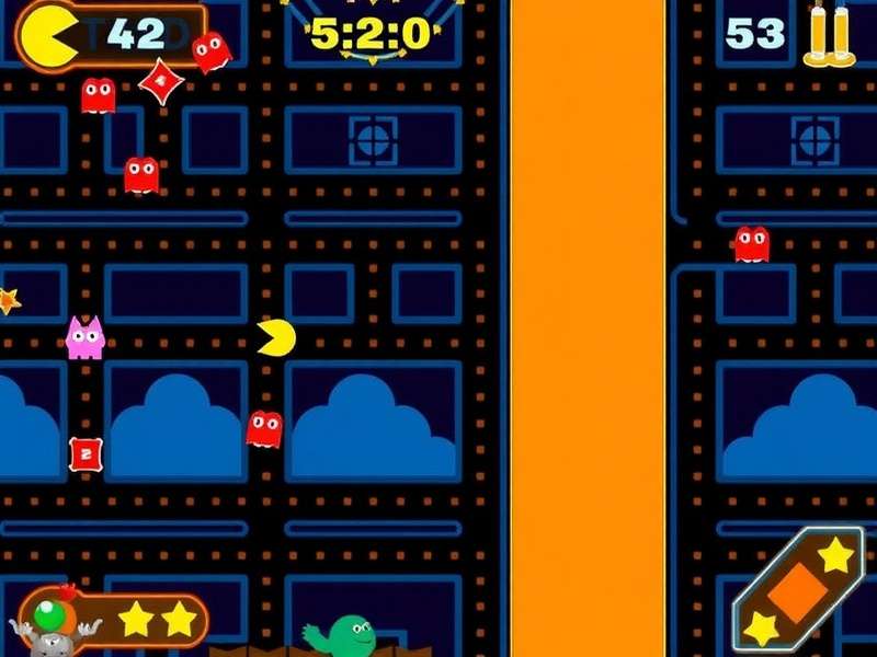 Ms. Pac-Man arcade cabinet with vibrant maze and characters