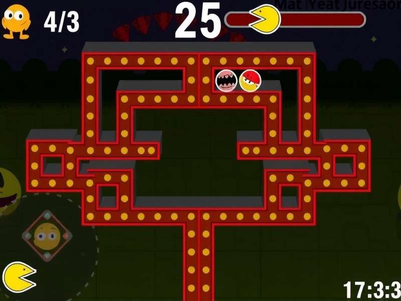 Vintage Pacman arcade cabinet with glowing screen