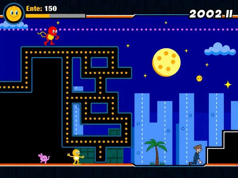 Screenshot of the iconic Pac-Man Google Doodle from 2010, showing the Google logo integrated into the maze