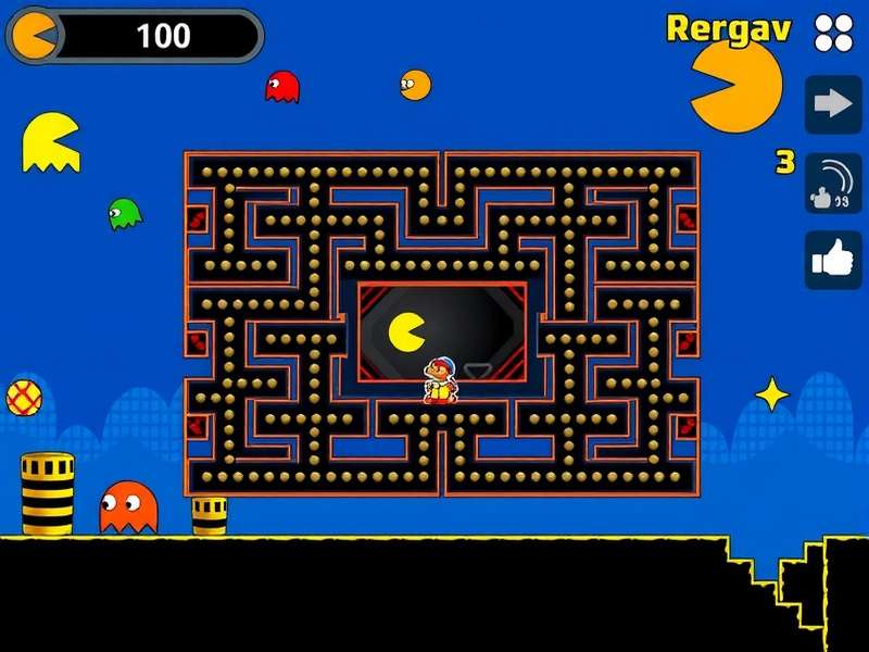 Diagram showing optimal ghost herding patterns in the Pac-Man Google Doodle maze