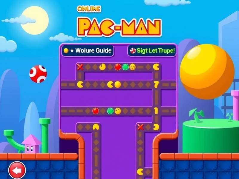 Classic PAC MAN gameplay screen showing Pac-Man chasing ghosts in a maze