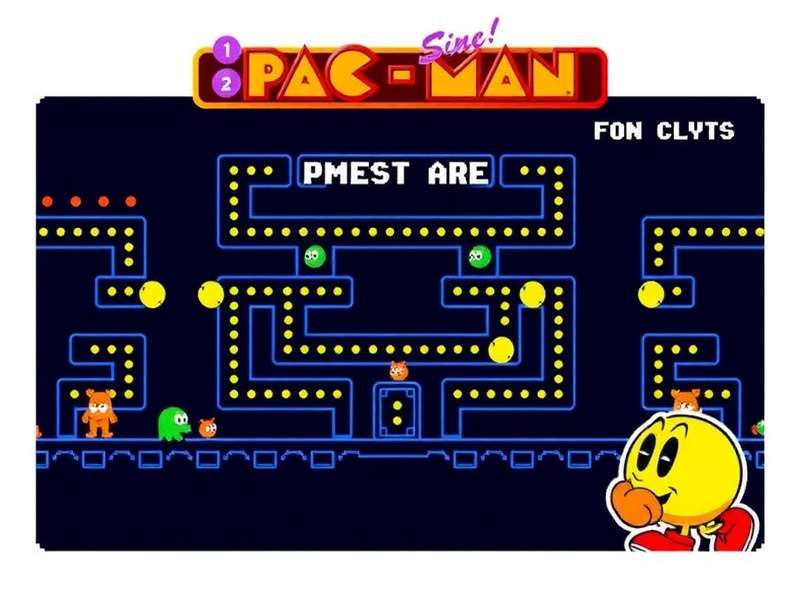Classic Pac-Man arcade cabinet in an American arcade setting