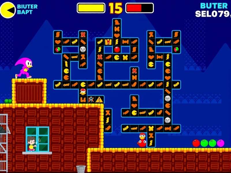 Classic Pac Man arcade cabinet in a dark room