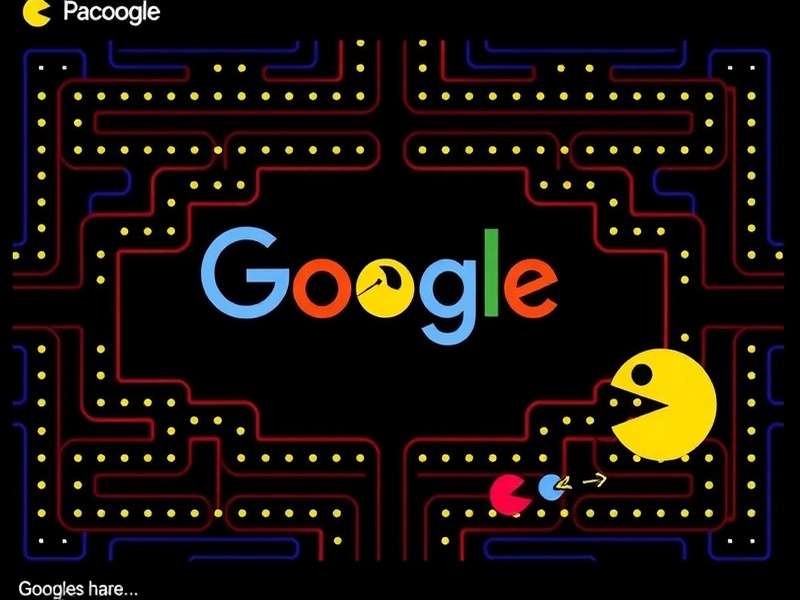 Google homepage transformed into a playable Pacman game as a Doodle