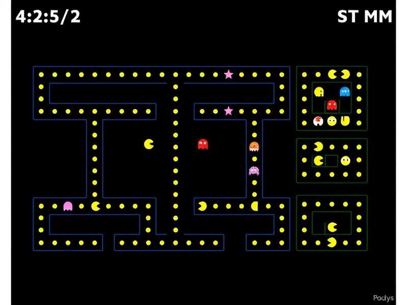 Echalk Pacman gameplay screenshot showing Pac-Man and ghosts in the maze