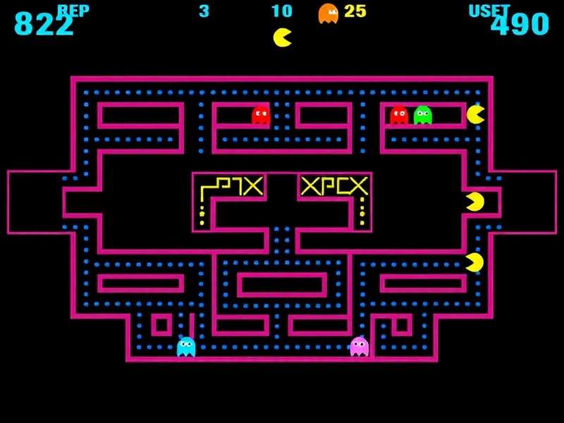 Detailed blueprint of the original Pac-Man maze showing dot patterns and ghost zones