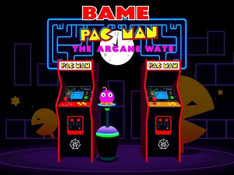 Original Pac Man Arcade Game Cabinet in an American arcade setting