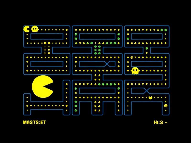 Screenshot of the Google Pac Man Doodle game in action, showing the classic maze and ghosts