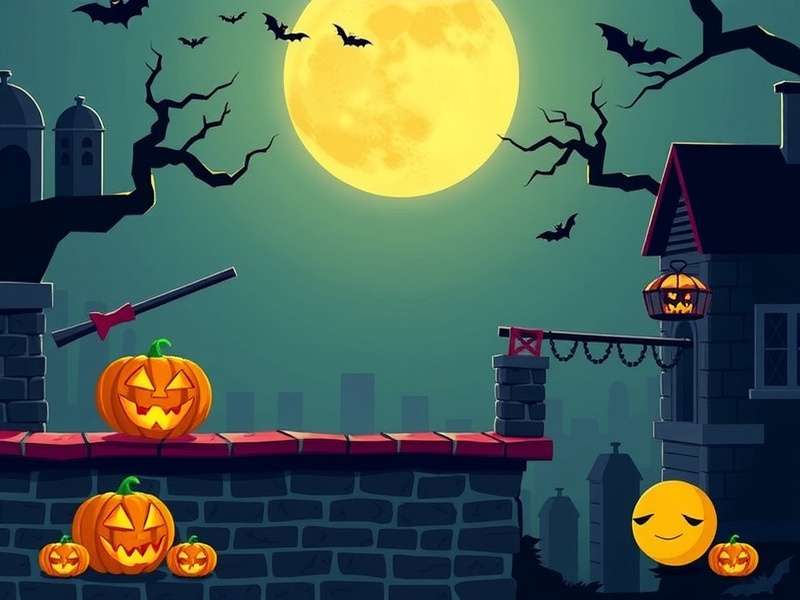 Pac Man Halloween Edition gameplay screenshot showing ghosts in costumes and pumpkin pellets