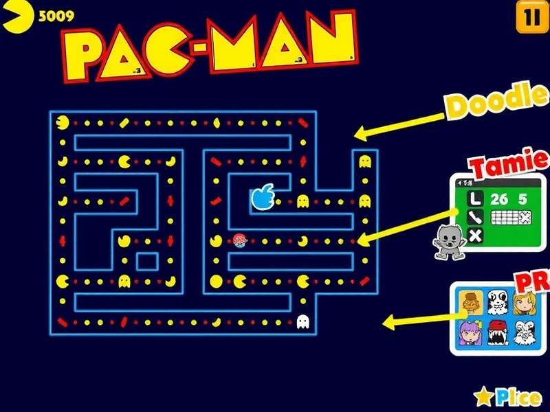 Screenshot of the original Pacman Google Doodle from 2010, showing the classic maze integrated into the Google logo