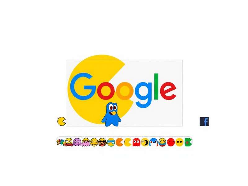 The iconic Google Pac-Man Doodle screenshot showing the playable game on the search homepage