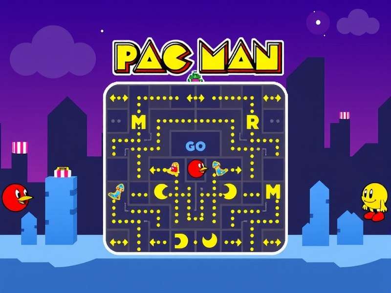 Detailed Pacman maze map with optimal routing paths highlighted
