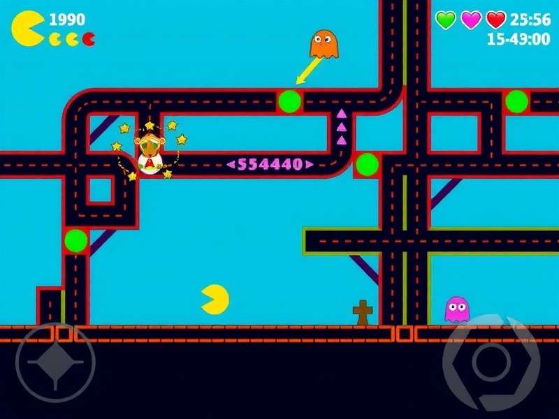 Classic Pacman arcade cabinet with glowing screen