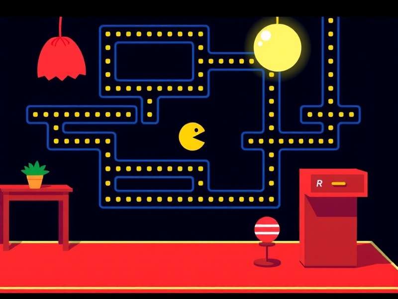 PAC‑MAN classic maze gameplay with yellow character and ghosts