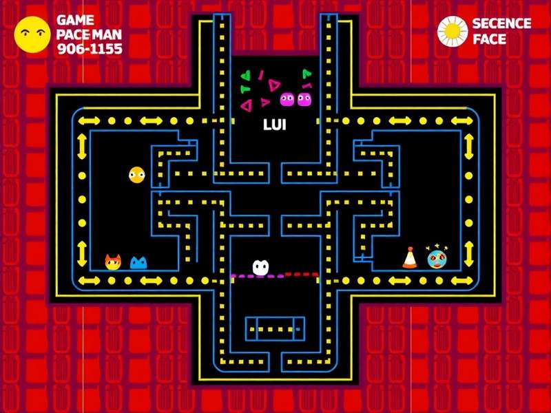 PAC MAN classic arcade ghost and maze illustration