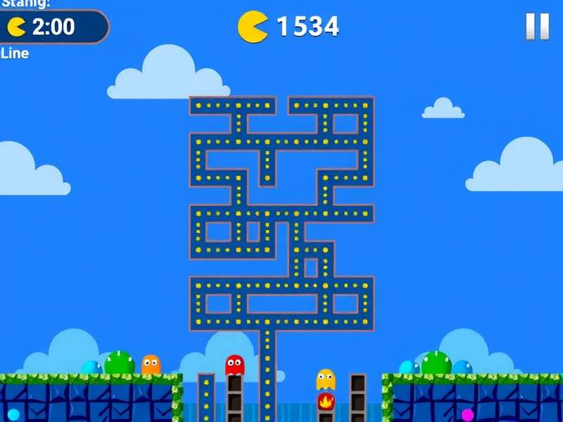 Google Pac Man Doodle running on the Google homepage with the iconic yellow Pac-Man character chasing ghosts