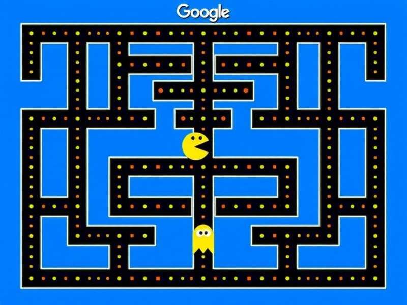 Google Pacman Doodle from 2010 — the first playable Google Doodle