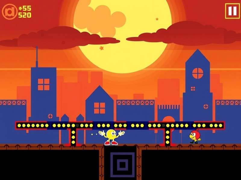 PAC MAN classic yellow character on dark background with USA theme