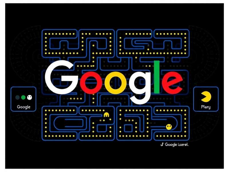 Google Doodle Pac Man interactive arcade game playable directly from the Google homepage – a tribute to the original 1980 classic.