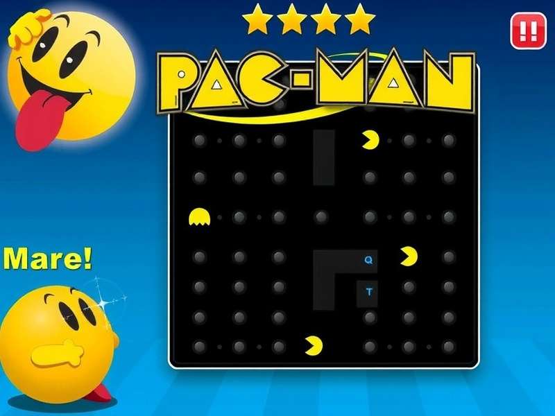 PAC MAN classic arcade maze chase gameplay – yellow Pac-Man with ghosts on dark background