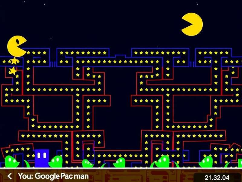 Google Pacman Game – PAC MAN Doodle interactive maze gameplay screenshot