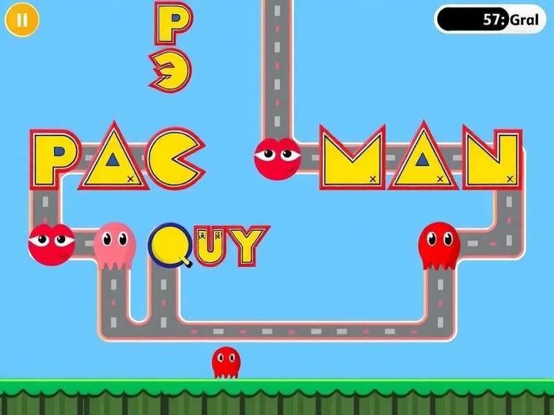 PAC MAN classic arcade gameplay with yellow character and colorful ghosts